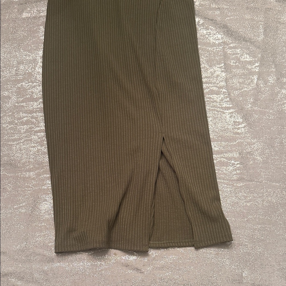 Guess Khaki Ribbed Midi Dress - Picture 4 of 8